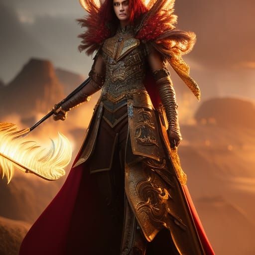 Silkie Chicken Knight Paladin with Flaming Sword