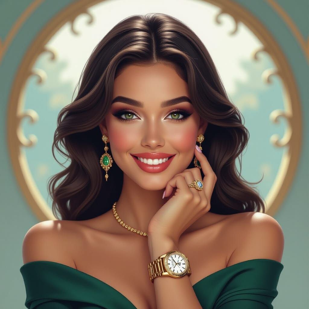 Woman's Rolex Watch with Fountain, Fantasy Realism Style