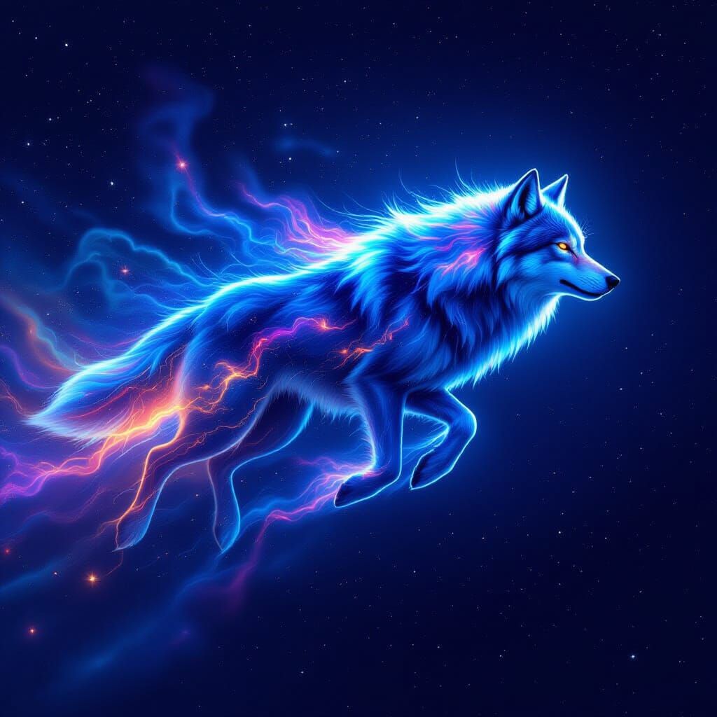 Cosmic Wolf of Stars Roaming the Night Sky