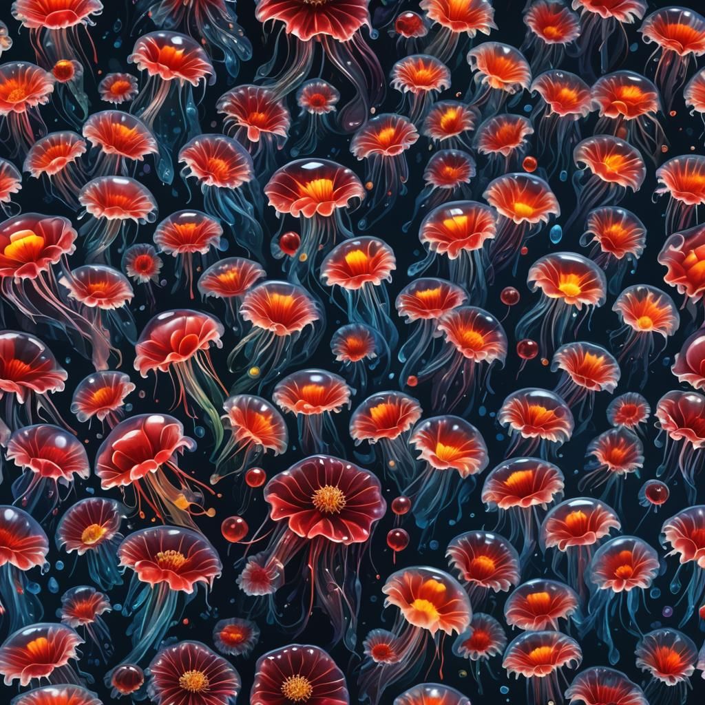 Bioluminescent Ice Jelly Flower Concept Art