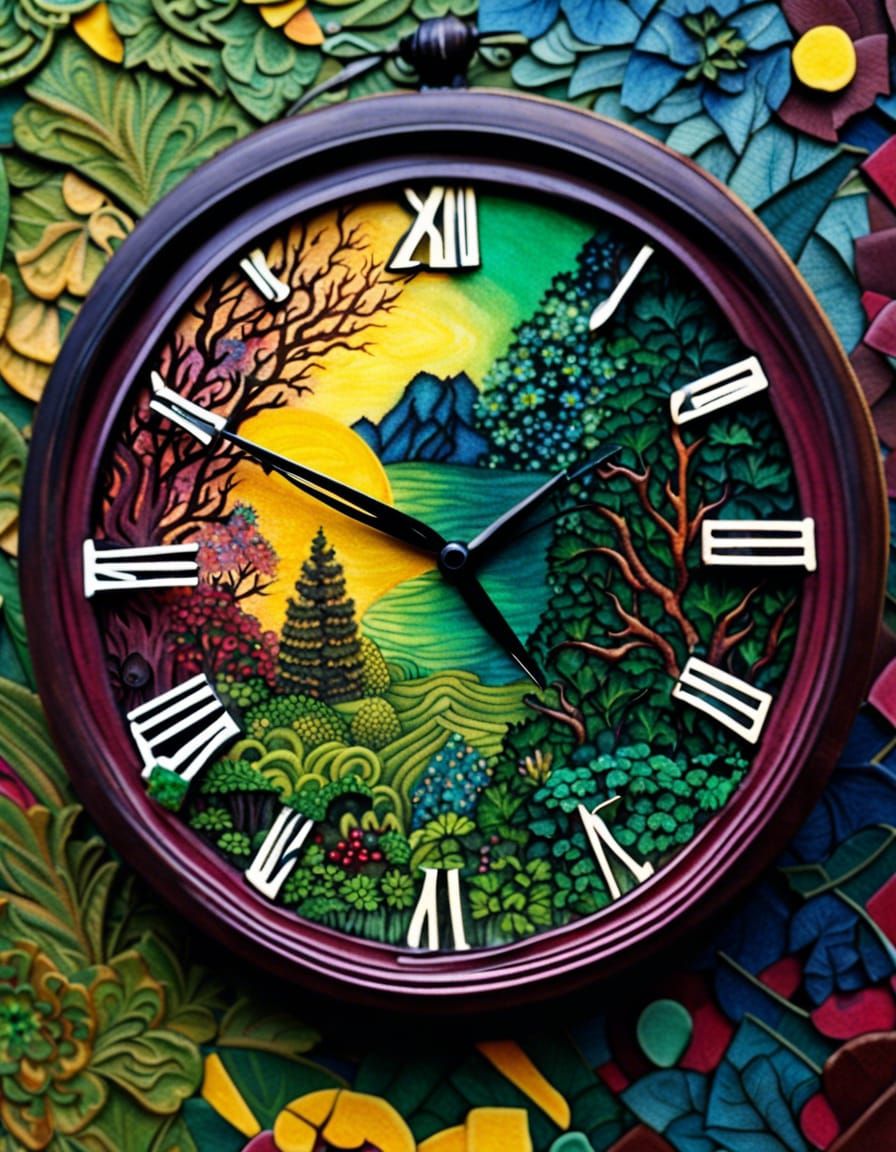 Ornate Watch in Art Deco Folk Art Style