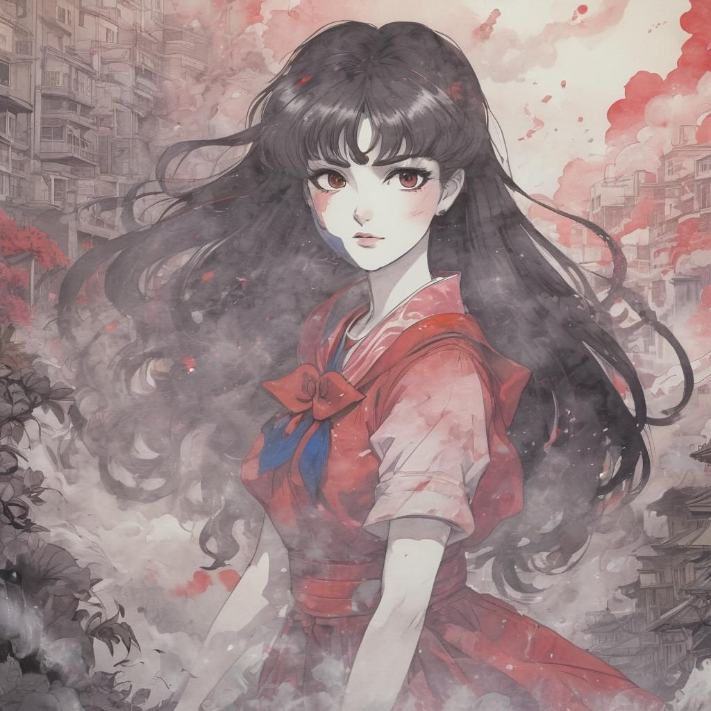 Sailor Mars in Whimsical Studio Ghibli Animation Style