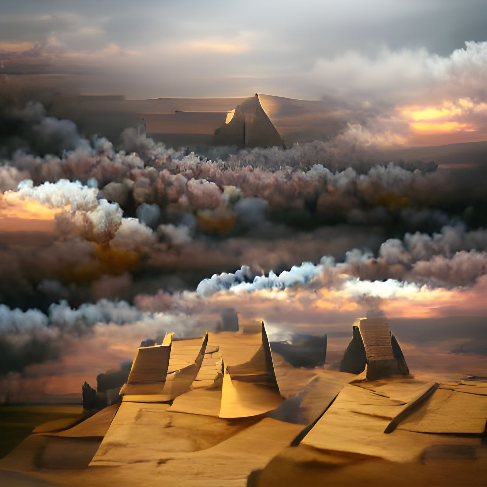 Egyptian Pyramids at Sunset: Detailed Matte Painting