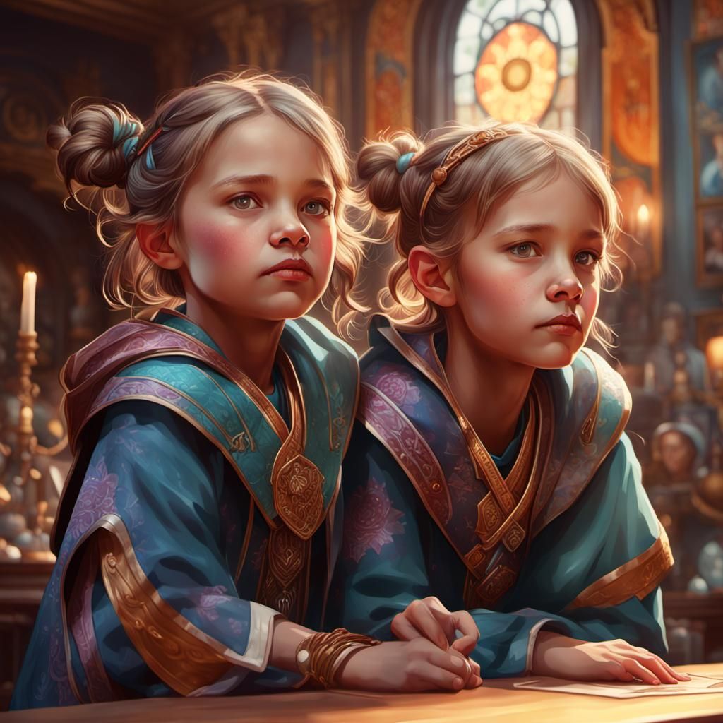 Mother and Twin Daughters Portrait in Detailed Lighting