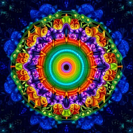 Kaleidoscopic Butterfly Mandala in Art Nouveau Style