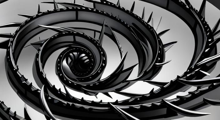 Menacing Black Pit with Sharp Blades and Spikes