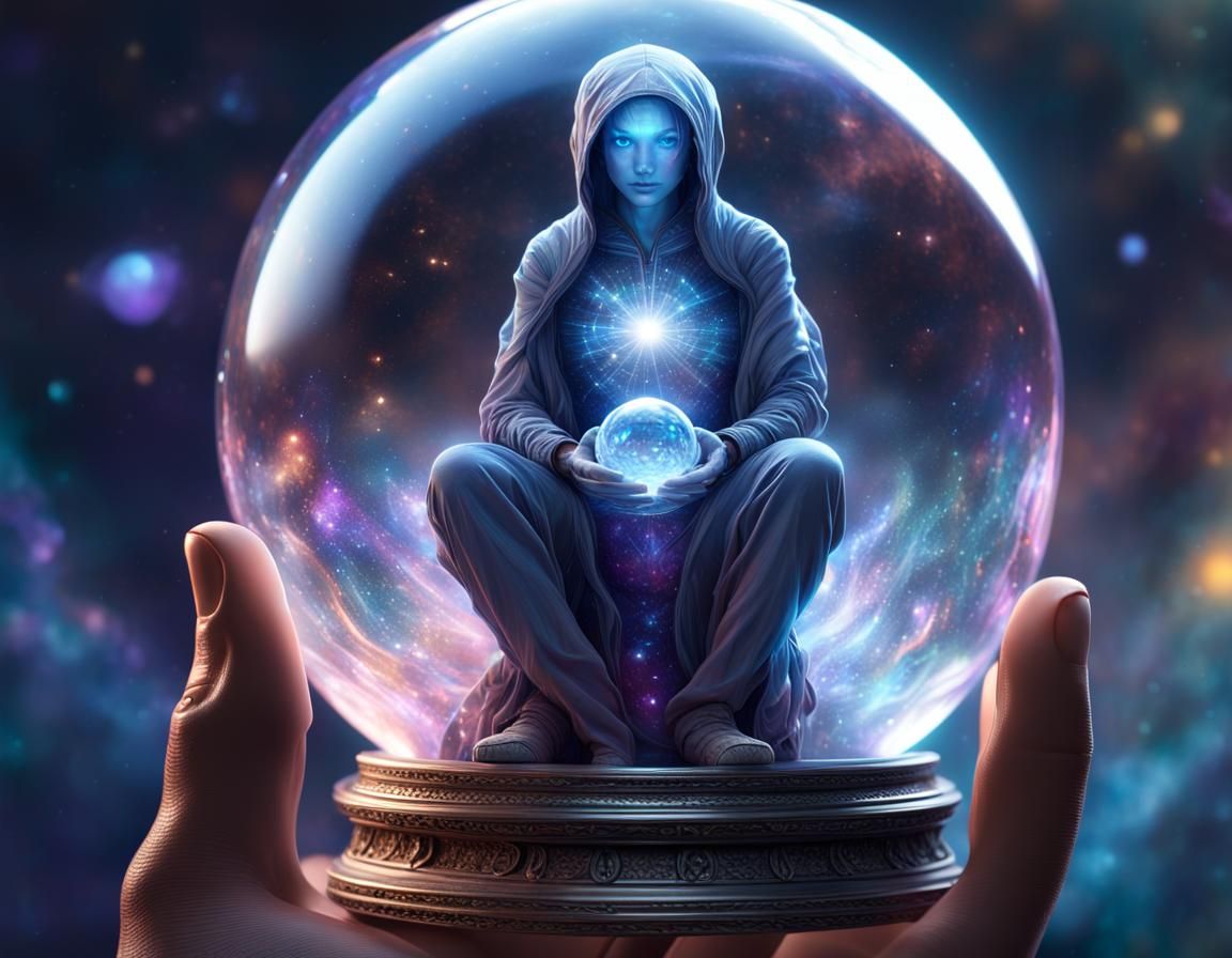 A GREATER GOD, OBSERVING A LESSER GOD, OBSERVING HER CREATION