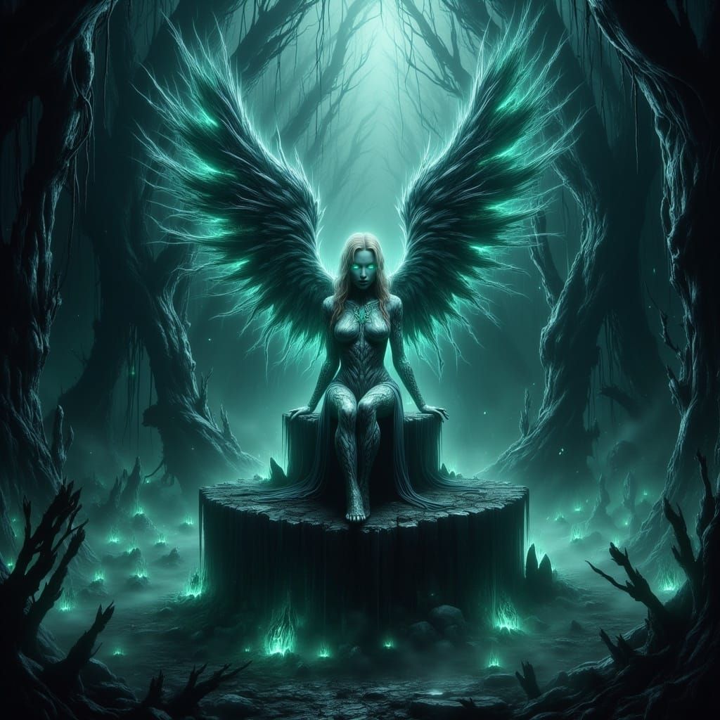 Majestic Fallen Angel in Dark Fantasy Style