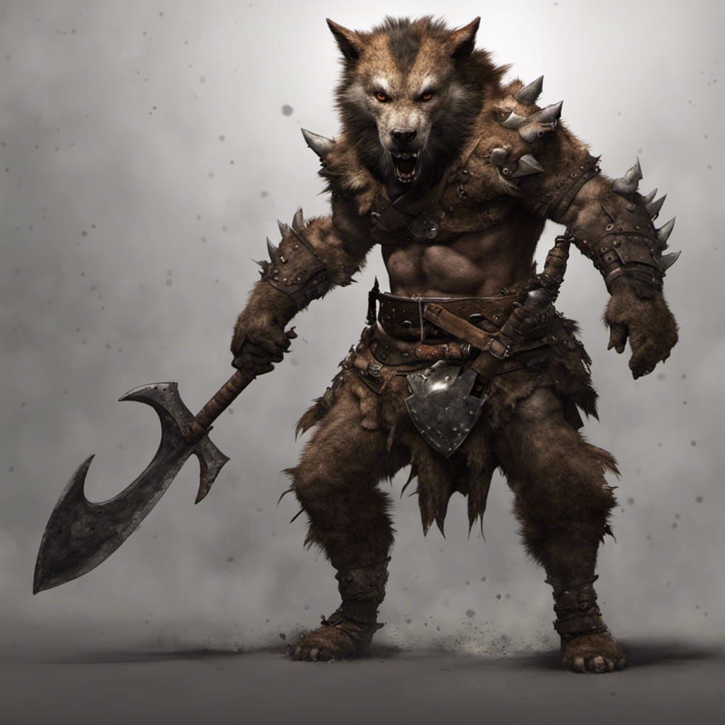 Gnoll Warrior in Dark Fantasy Style