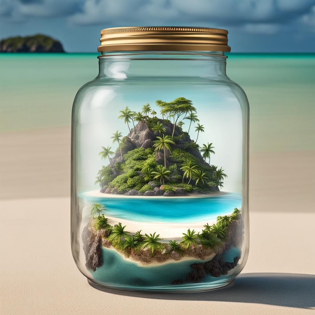 Majestic Island Inside Glass Jar