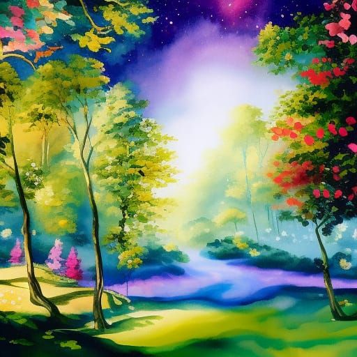 Sleeping Beauty in Gouache with Magic Lights