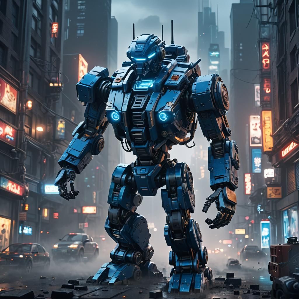 Marvel Lego Robot Mech Rises, Futuristic 3D Art