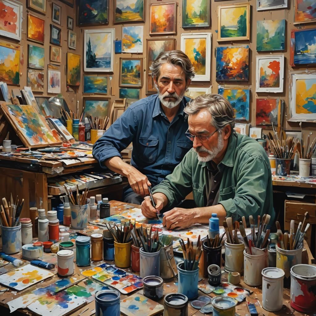 Impressionist Artist at Work in Vivid Colors