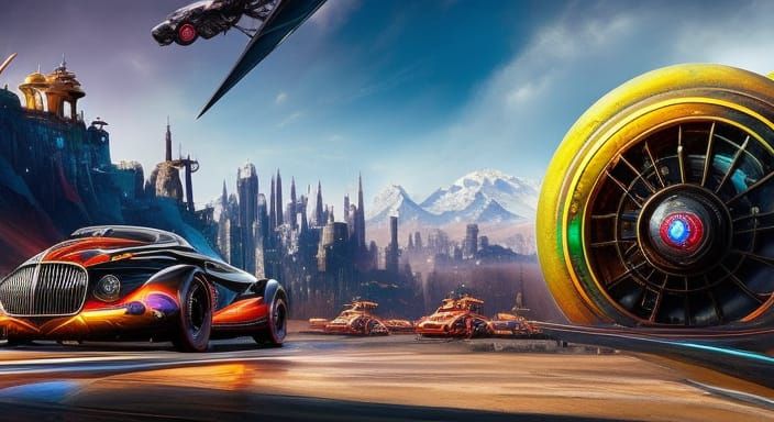 Shark-Powered Flying Machine in Steampunk Style