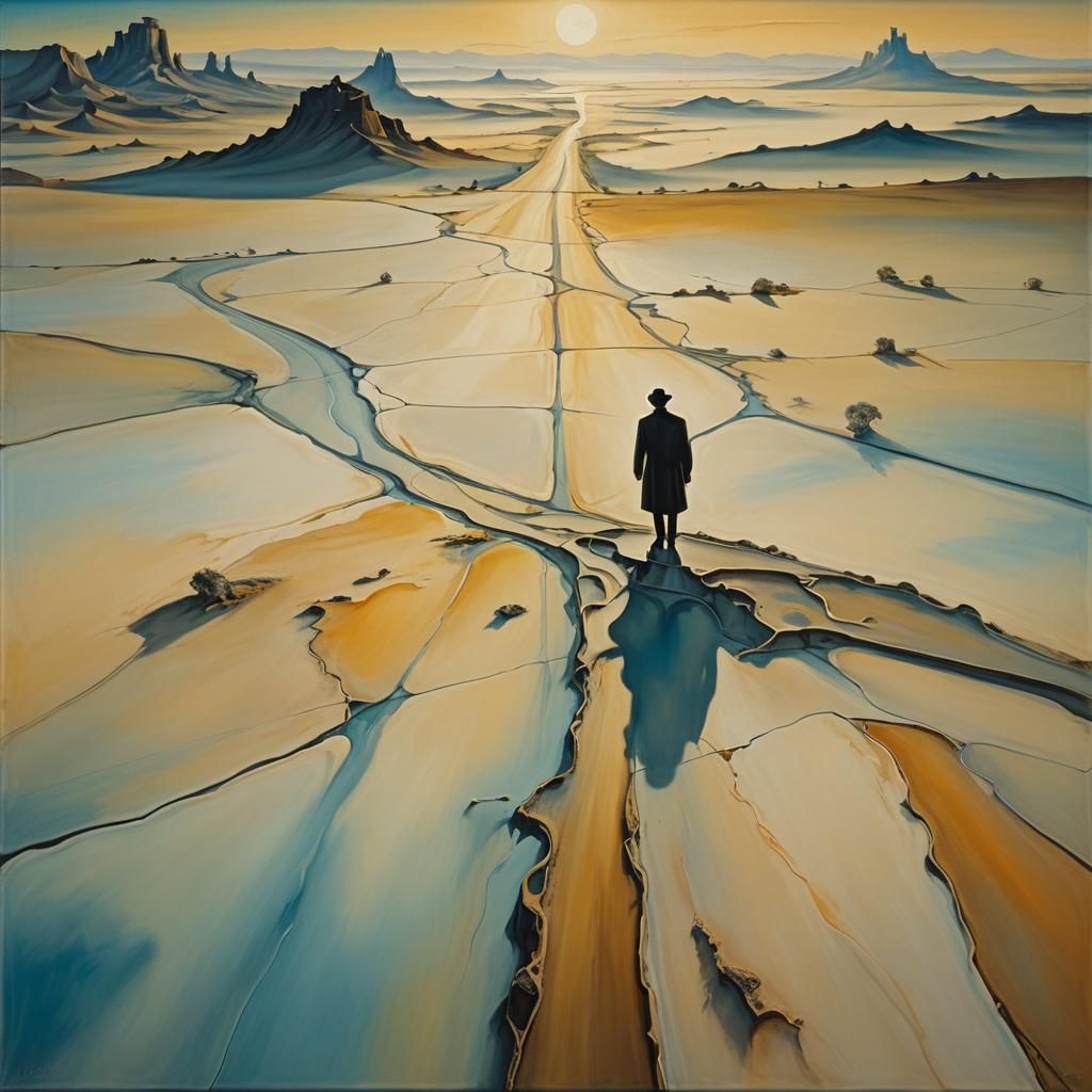 Surreal Crossroads: A Dreamlike Journey in Oils