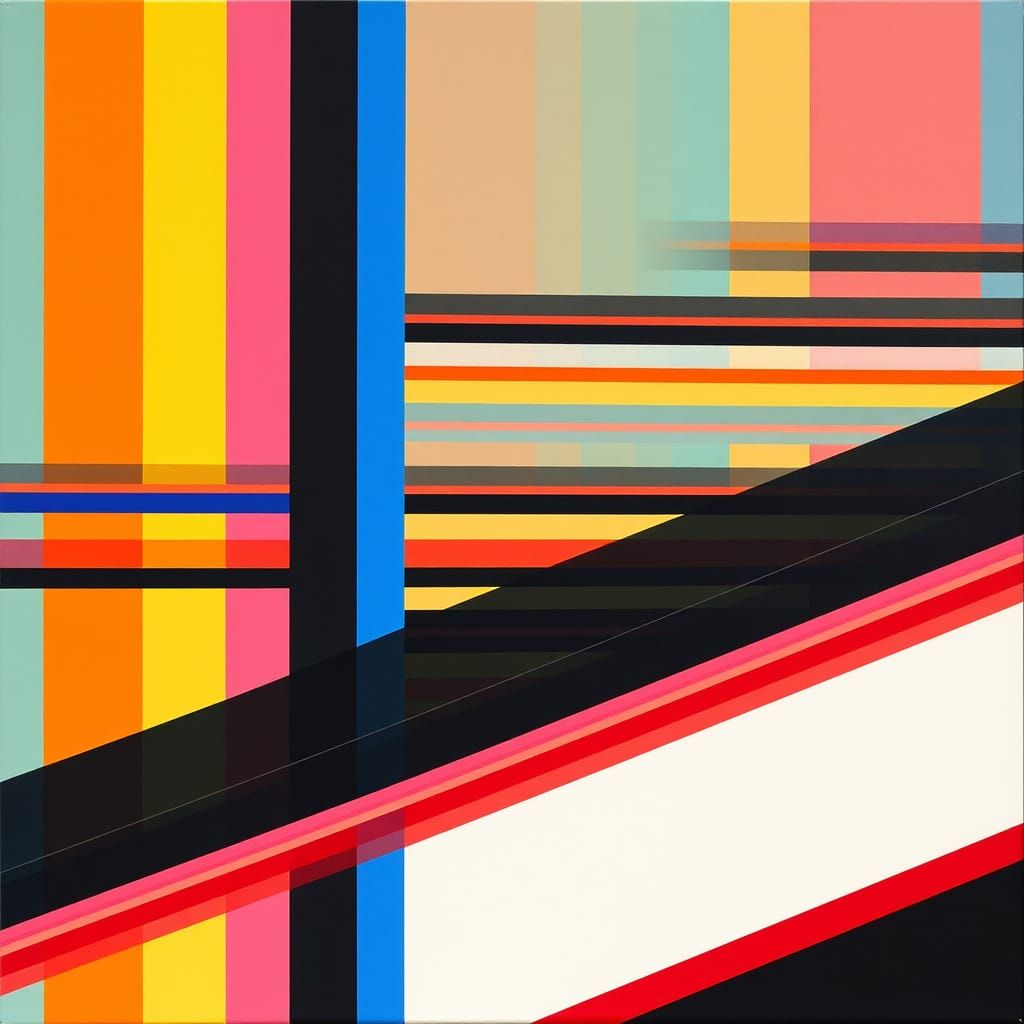 Vibrant Vertical Canvas in Geometric Abstraction Style