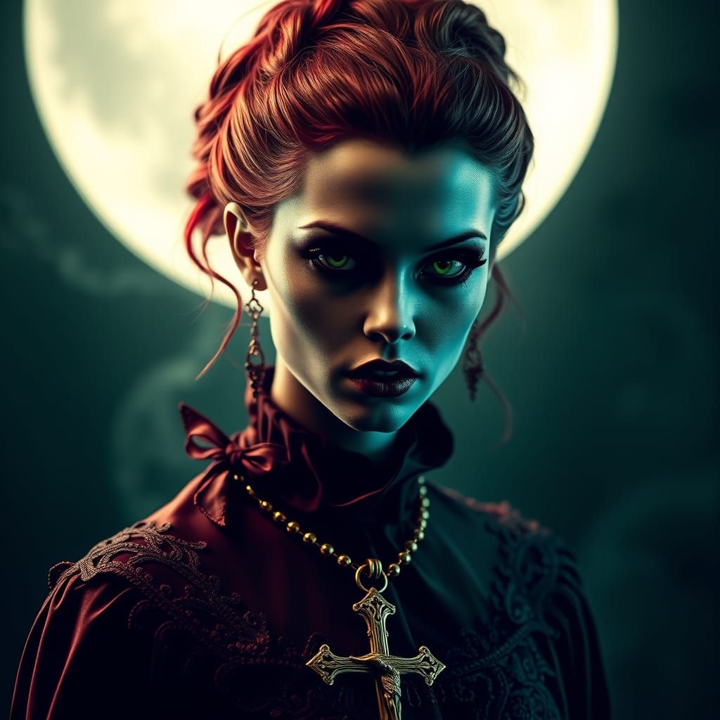A Dark and Mysterious Vampire Maiden in Gothic Style