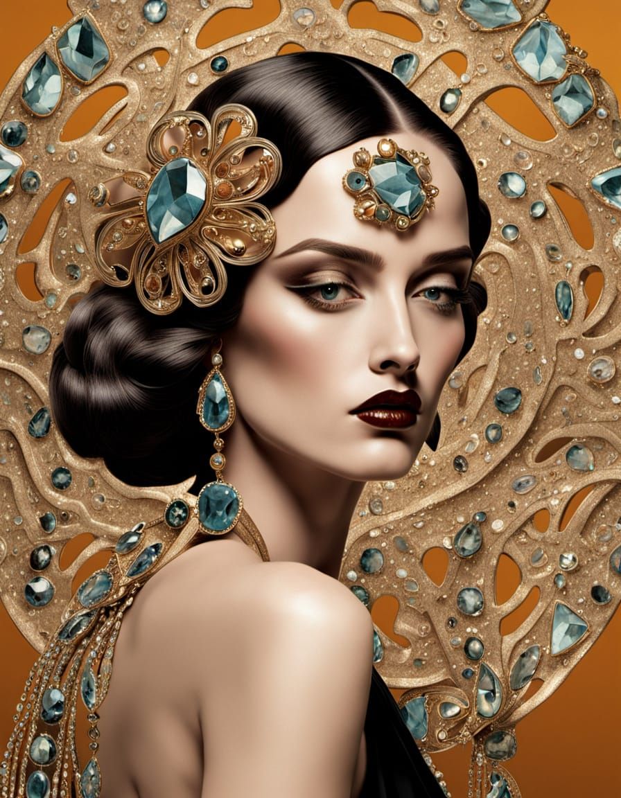 Vibrant Jewelry Still Life in Abstract Expressionism Style