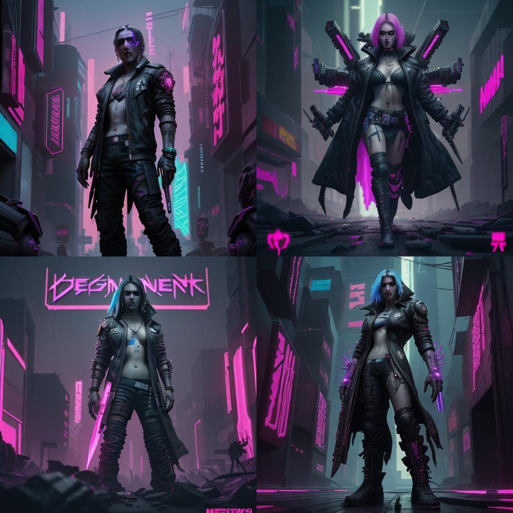 Cyberpunk Necromancer Reborn in Neon Future