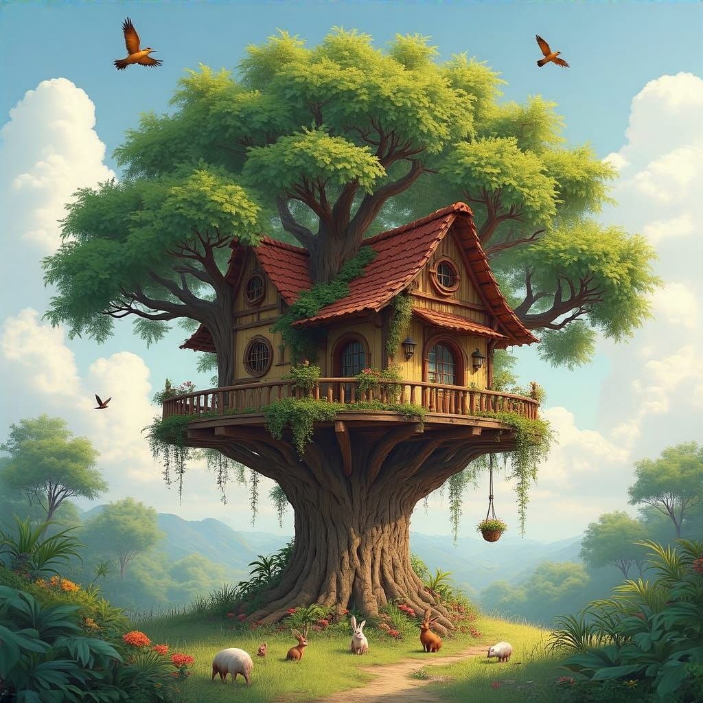 Whimsical Woodland Treehouse in Tropical Paradise