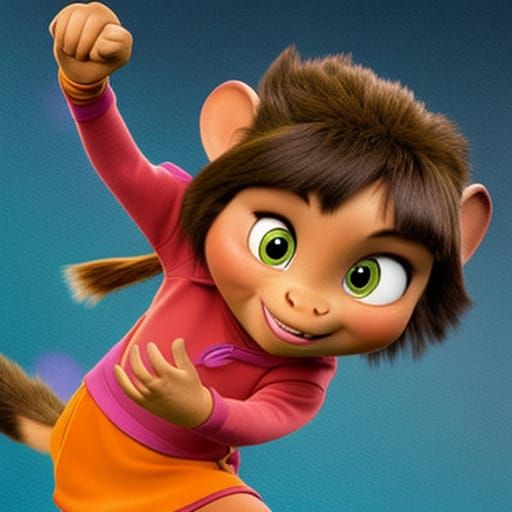 Dora the Explorer and Boots Cartoon Illustration