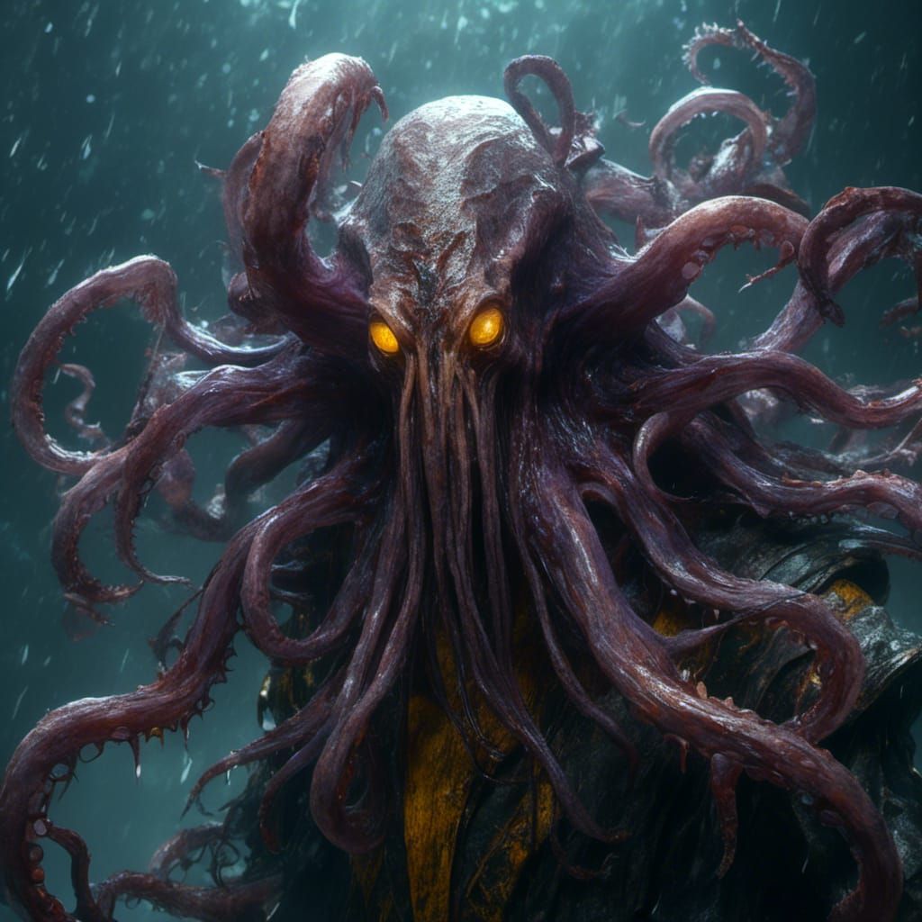 Mindflayer Casting Spells in Dark Fantasy Art
