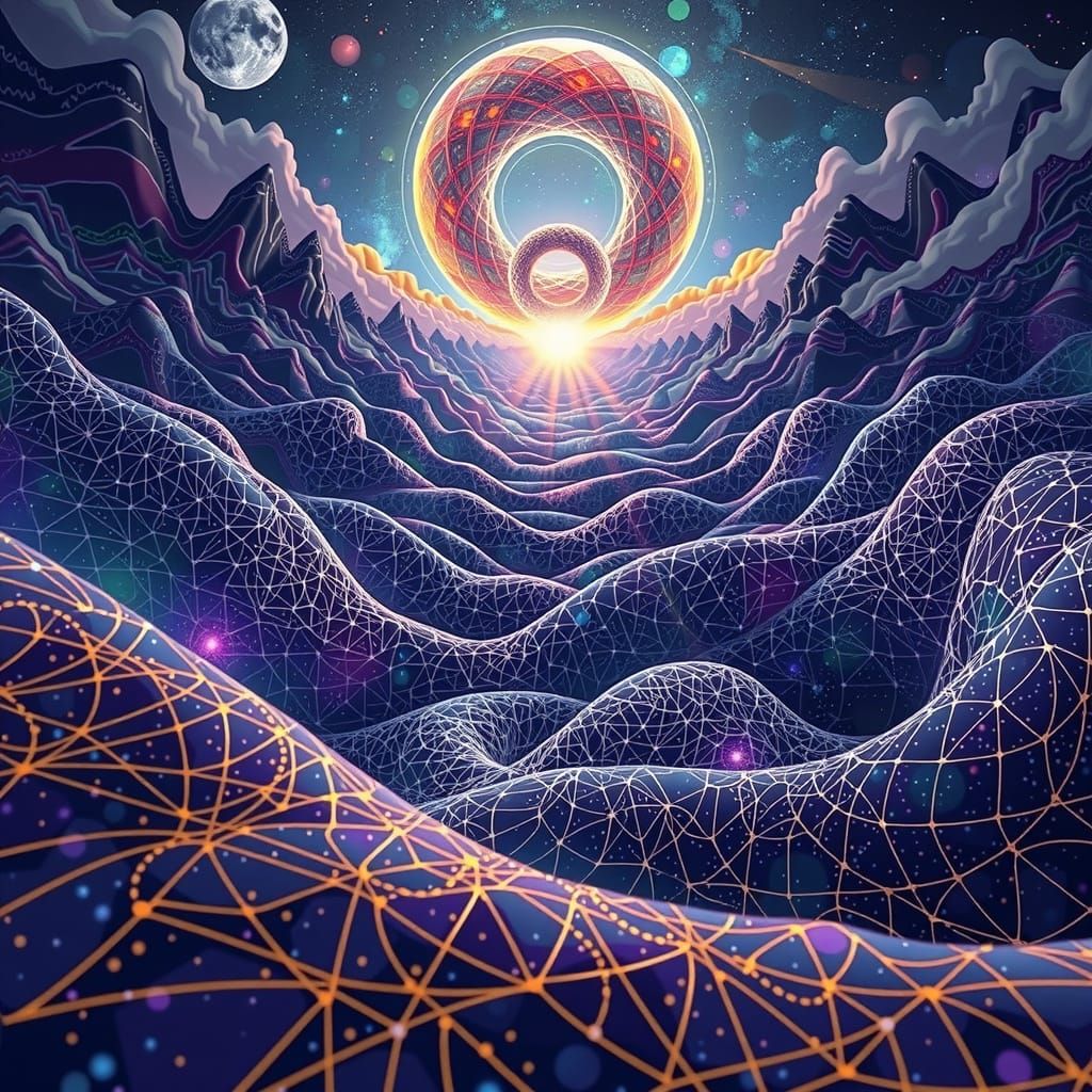 Infinity's Cosmic Horizon in Vibrant, Abstract Style