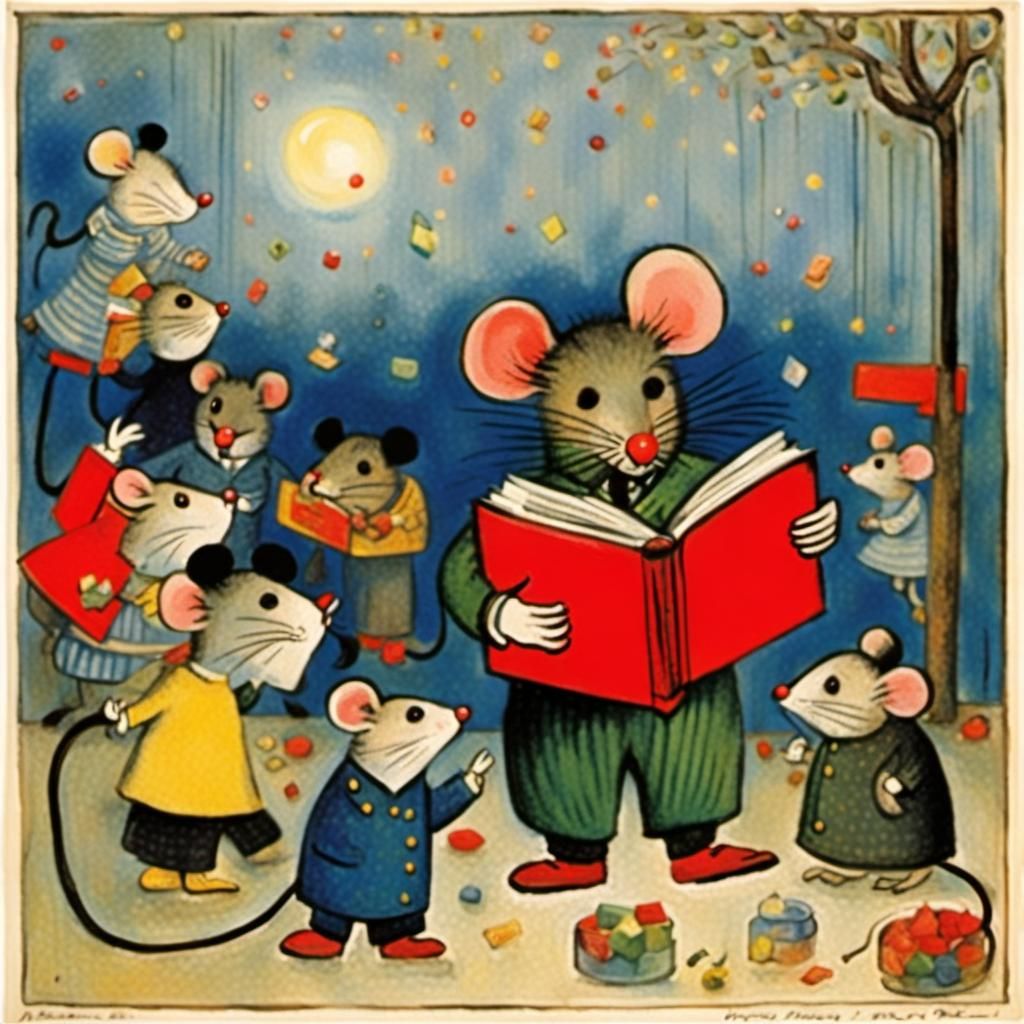 Angry Mouse Storybook Illustration in Expressionist Style