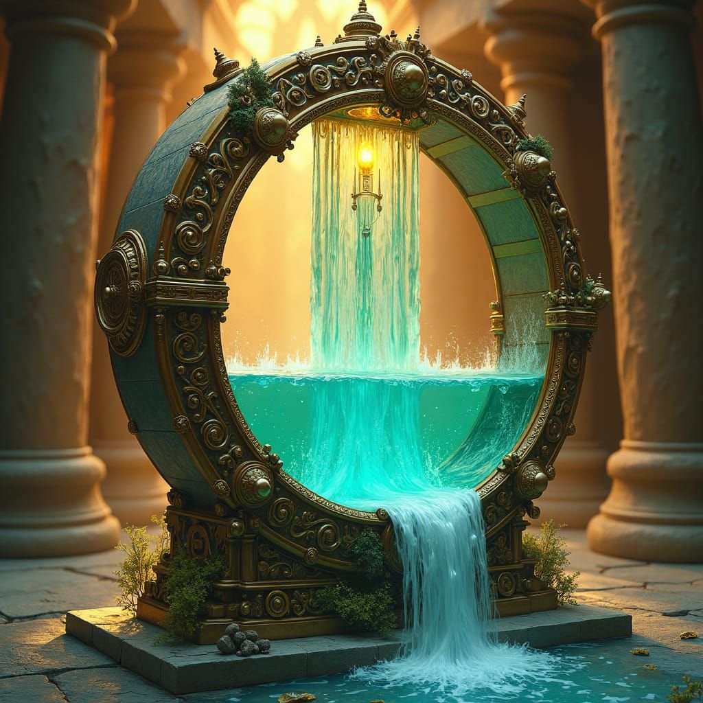 Mystical Water Clock with Glowing Liquid