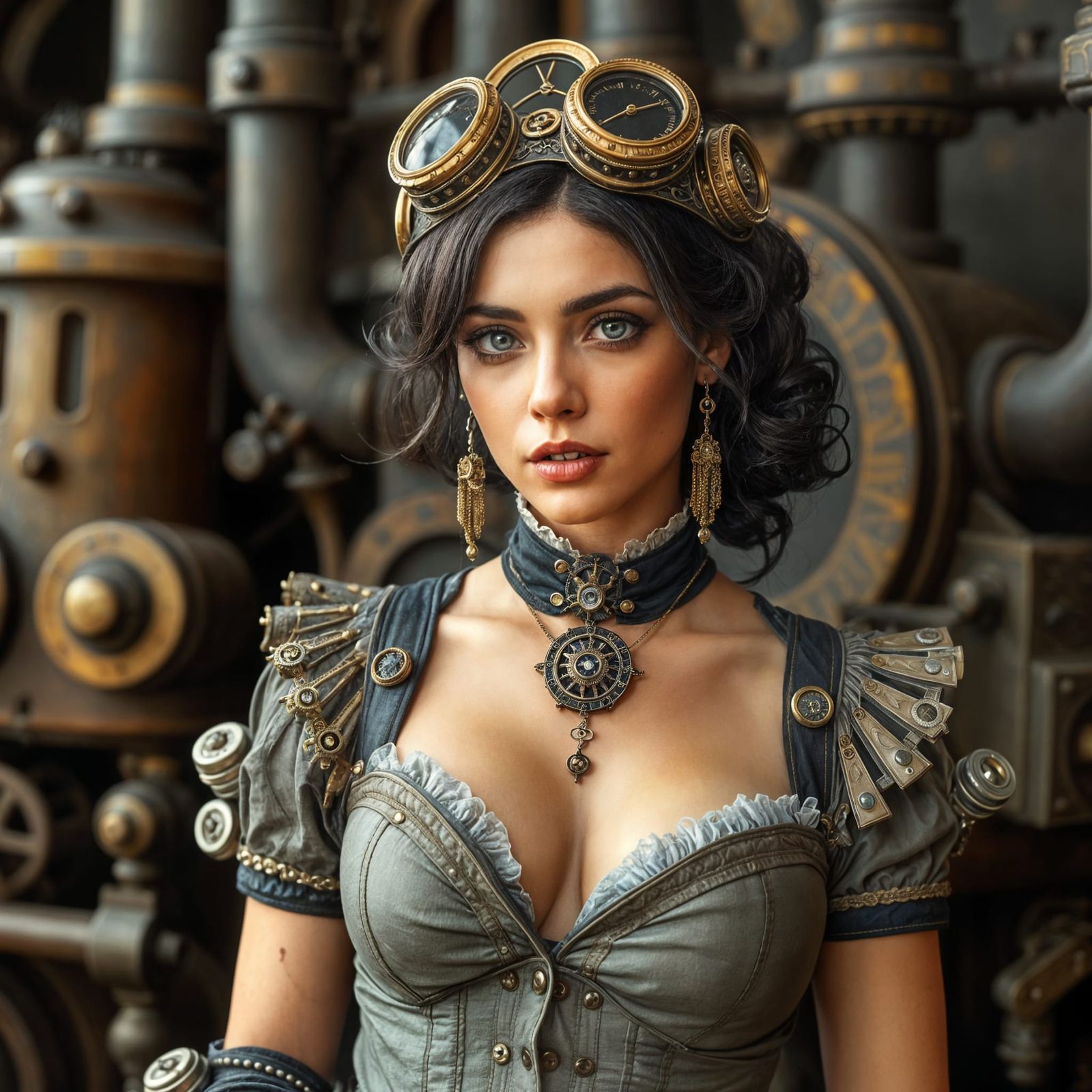Lady Dimitrescu in Steampunk Style Portrait