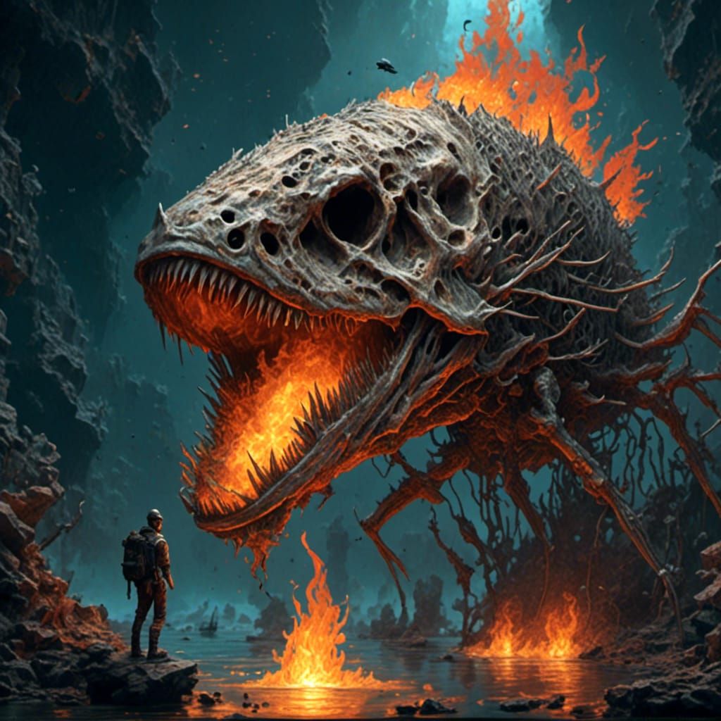 Fiery Fish in Fantasy Art Style