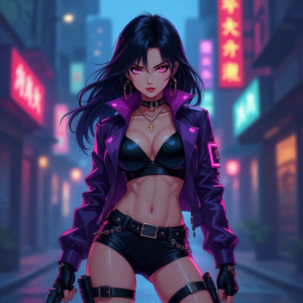 K-Pop Demon Hunter Anime Character Rumie in Dynamic Style