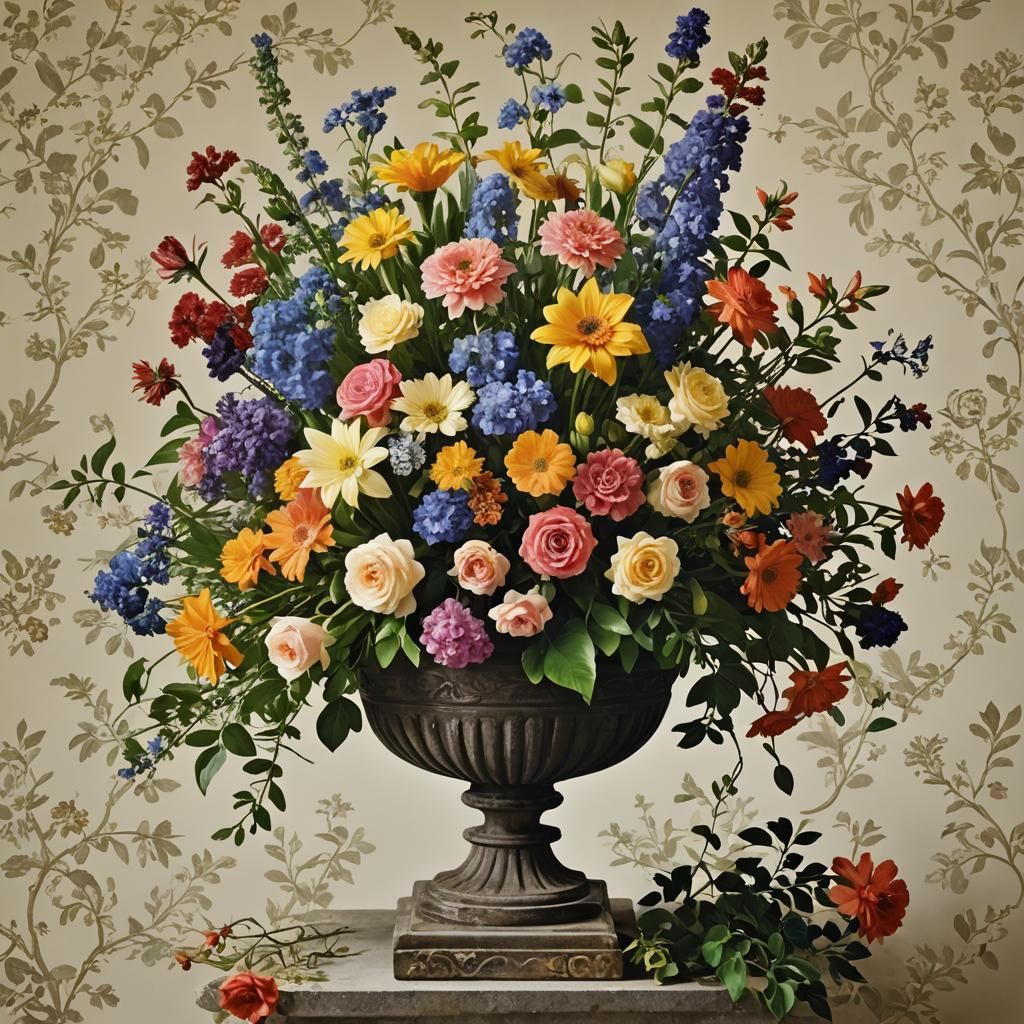 Floral Arrangement in Urn: Painterly Still Life
