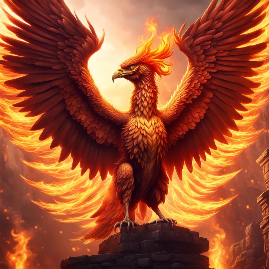 Flaming Phoenix Ascending from Olympus