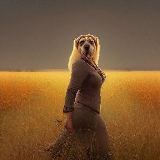 Hyperrealistic Kangal Shepherd in Halloween Field