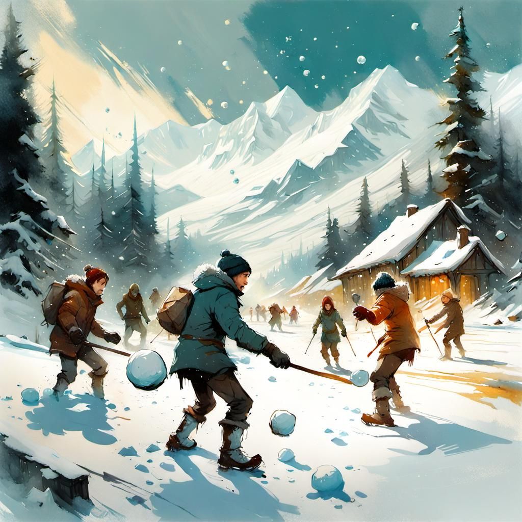 Winter Snowball Fight in DreamWorks Style