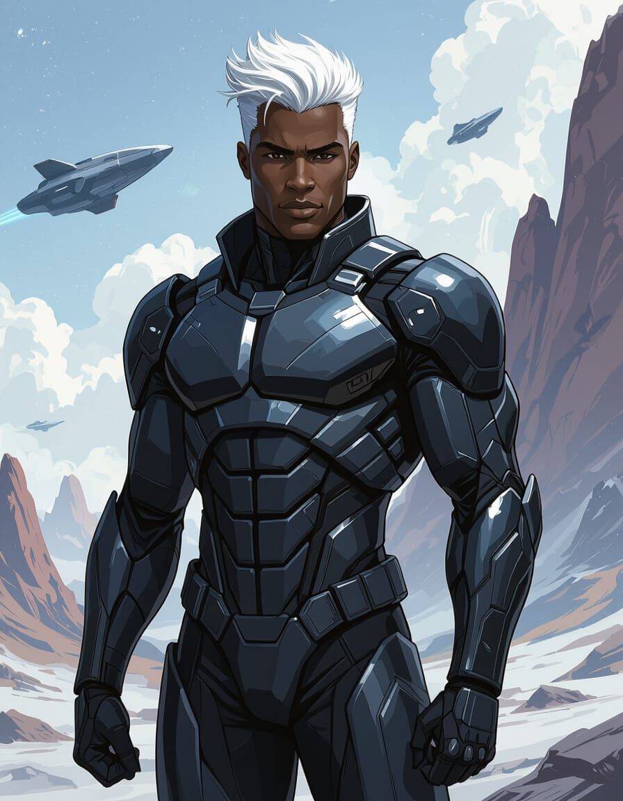 Heroic Space Warrior in Comic Book Style