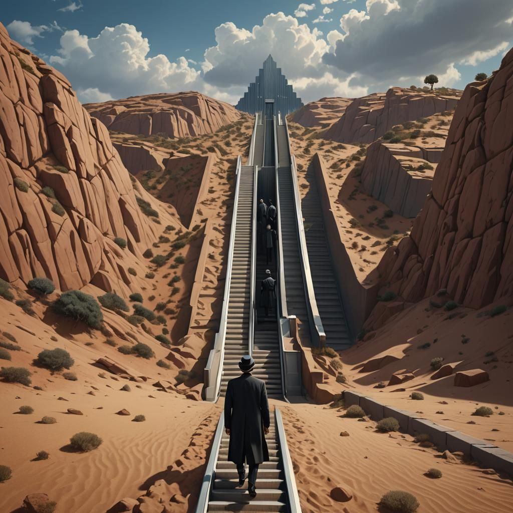 Surreal Desert Escalator: Matte Painting Concept Art