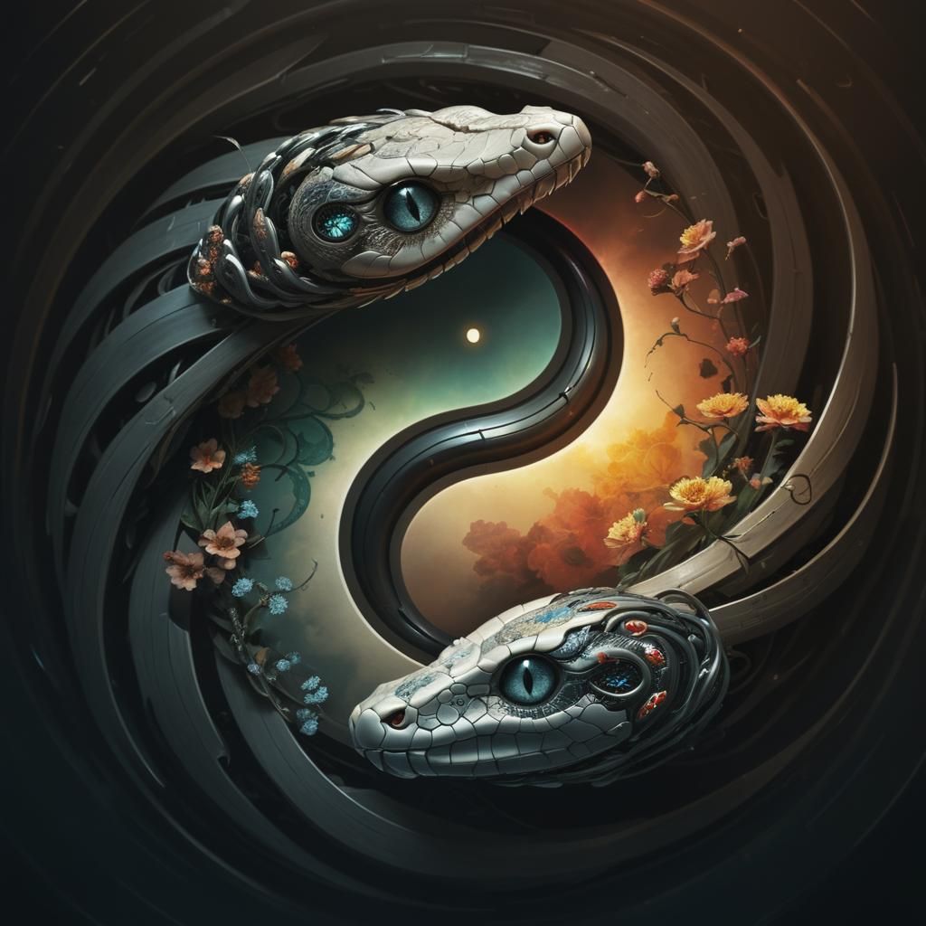 Surreal Circle of Life: Cyberpunk Meets Renaissance