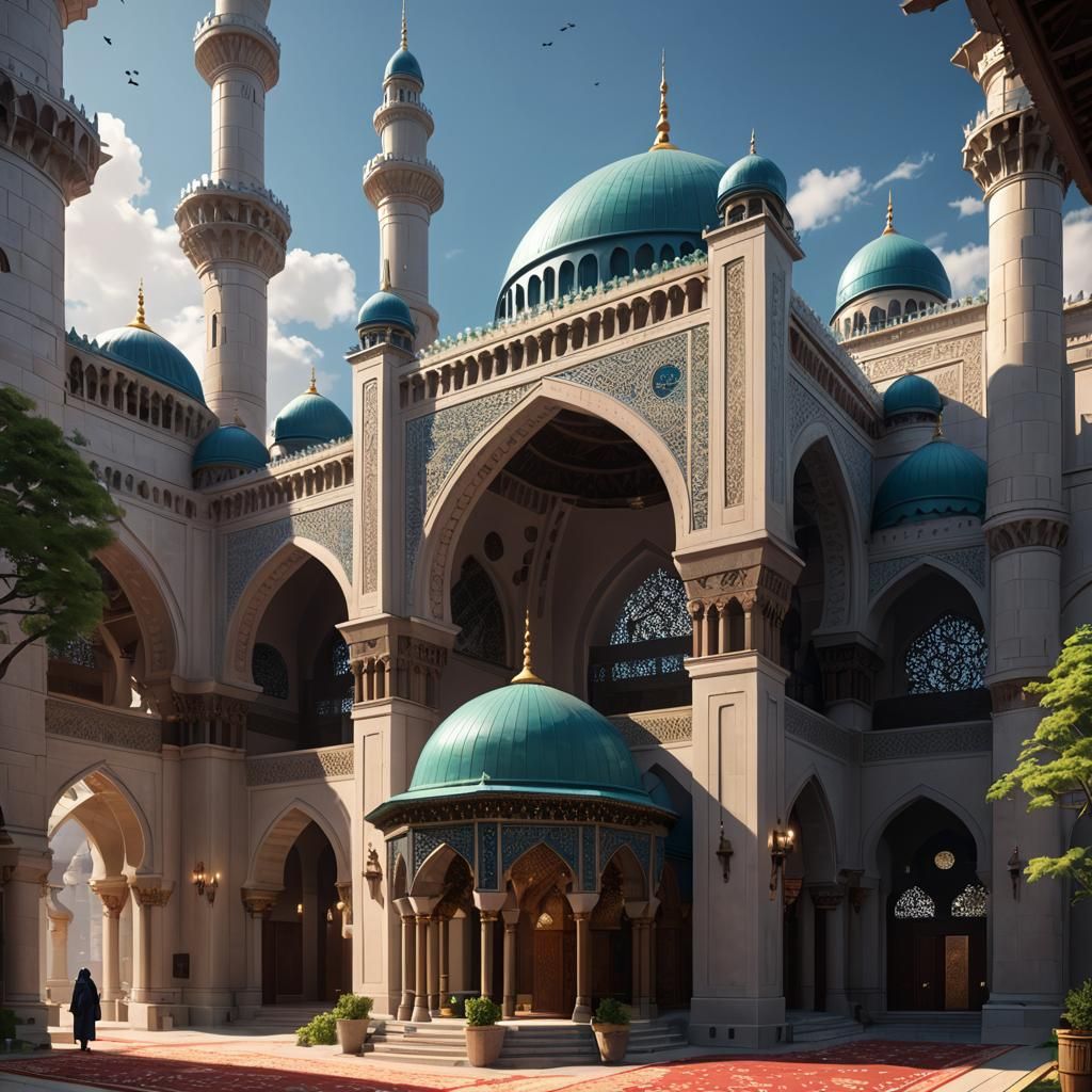 Beautiful Mosque in 3D Anime Art Style