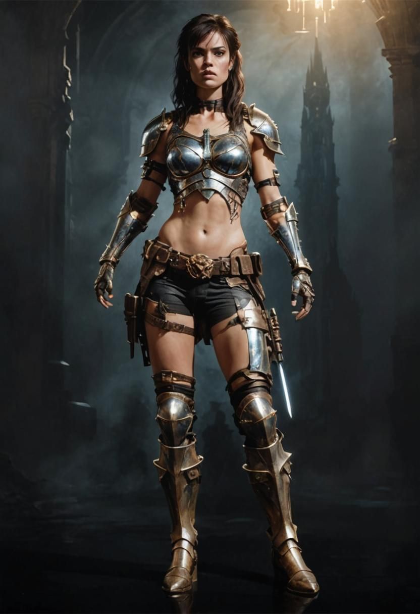 Leah in Predator Armor, Dark Fantasy Cathedral