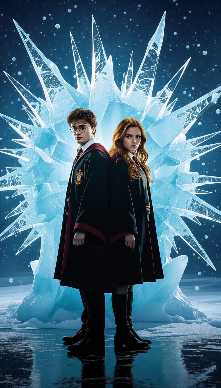 Harry Potter and Ginny Weasley in Surreal Ice Storm