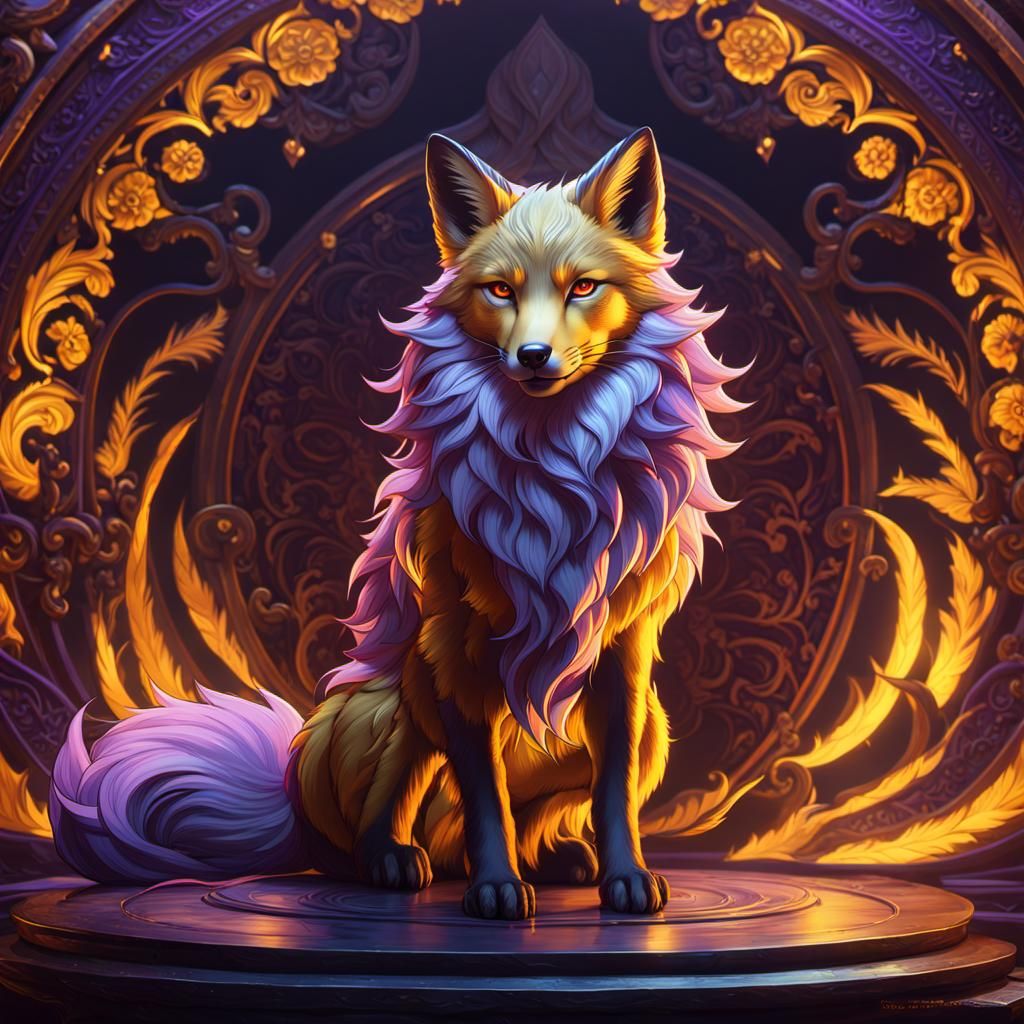 Kumiho Nine-Tailed Fox in Dark Fantasy Style