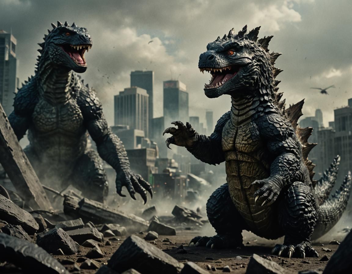 Adorable Baby Godzilla in Cinematic Film Still