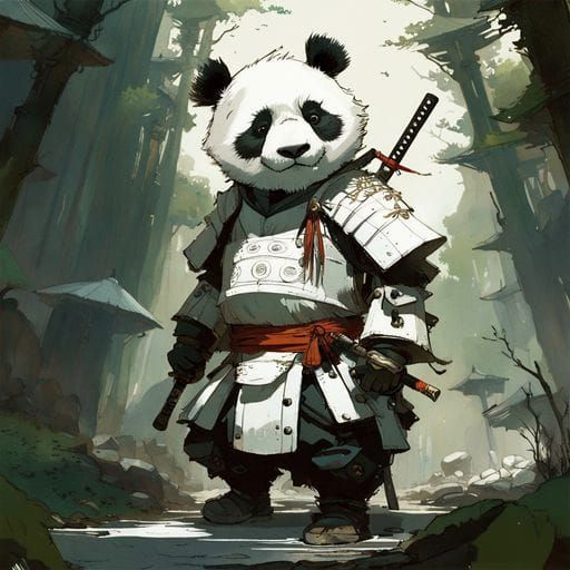 Panda Samurai Warrior in Digital Art