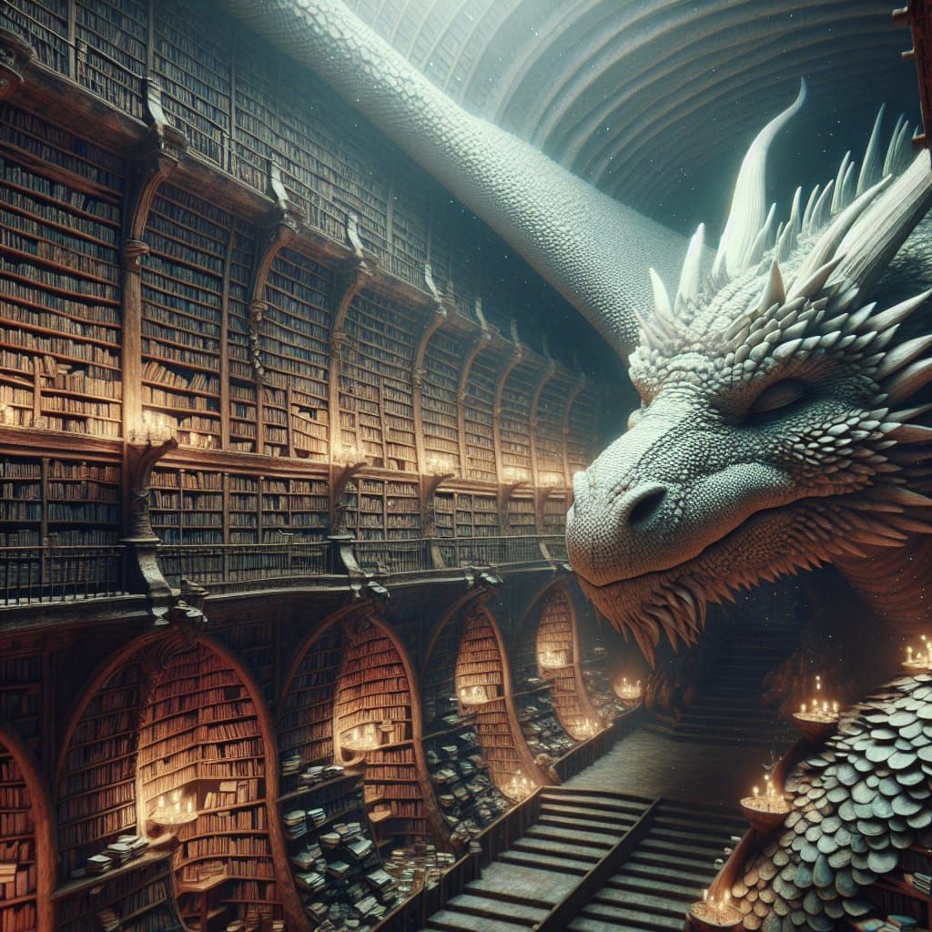 Dragon Library: Bookshelves in a Sleeping Dragon
