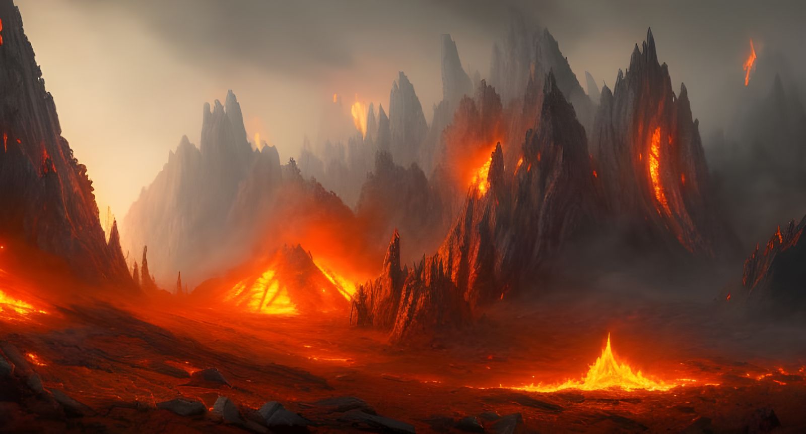 Fiery Post-Apocalyptic Mountain Landscape in Unreal Engine 5