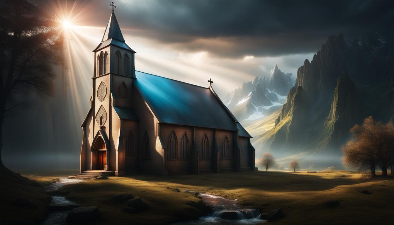 Illuminated Church: Cinematic Digital Painting