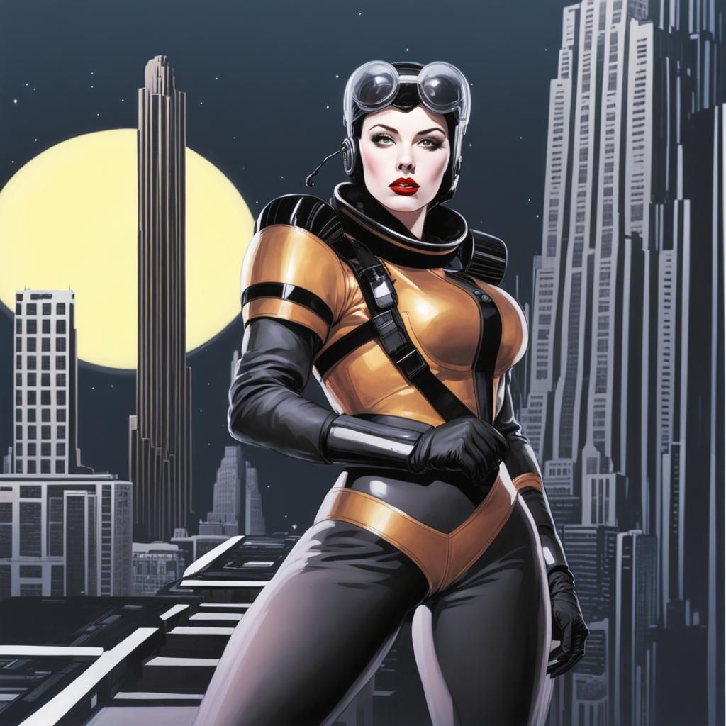 Retrofuturistic Pinup in Transparent Spacesuit, Photographic