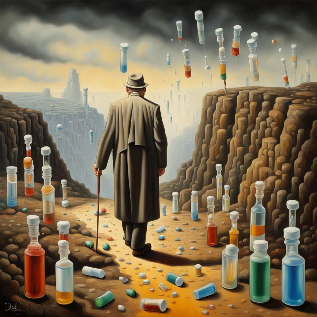 Surreal Pill Bottle Canyon in Dali Style